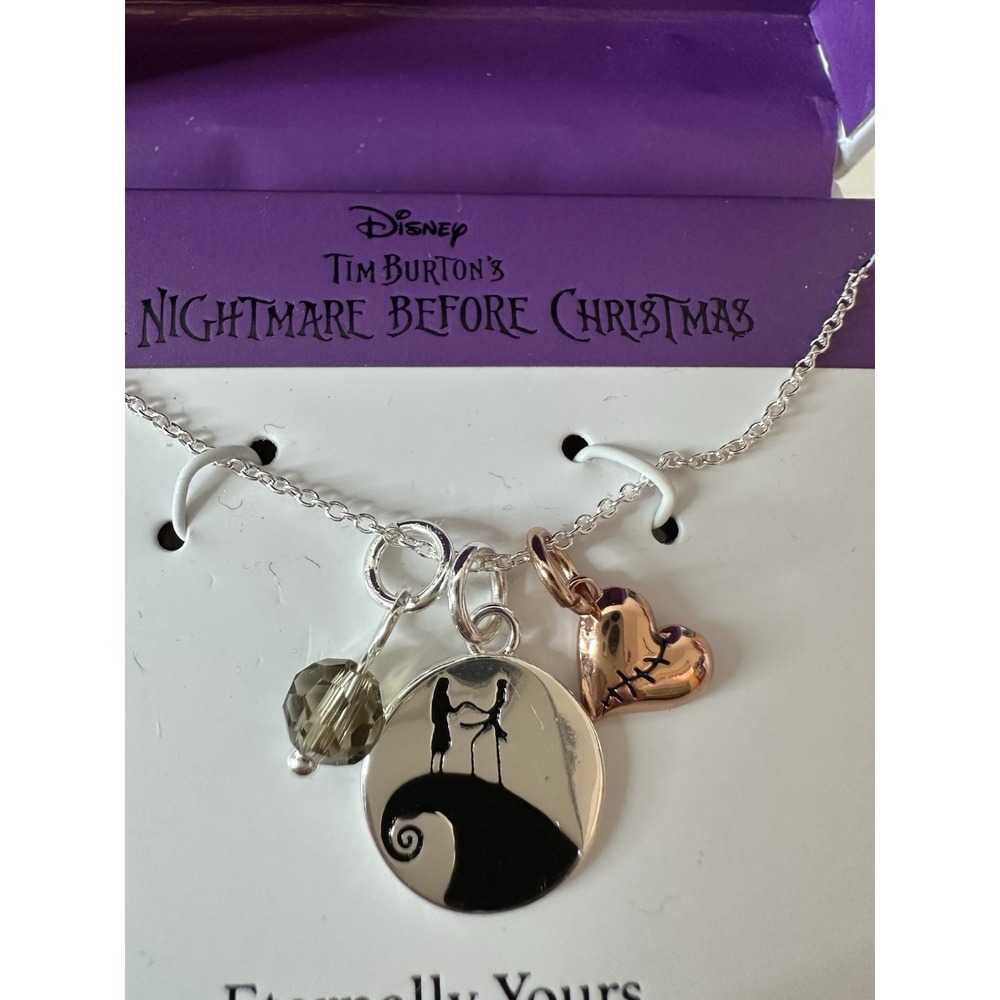 New Disney Nightmare‎ Before Christmas Halloween Silver Necklace Jack & Sally - Picture 3 of 6